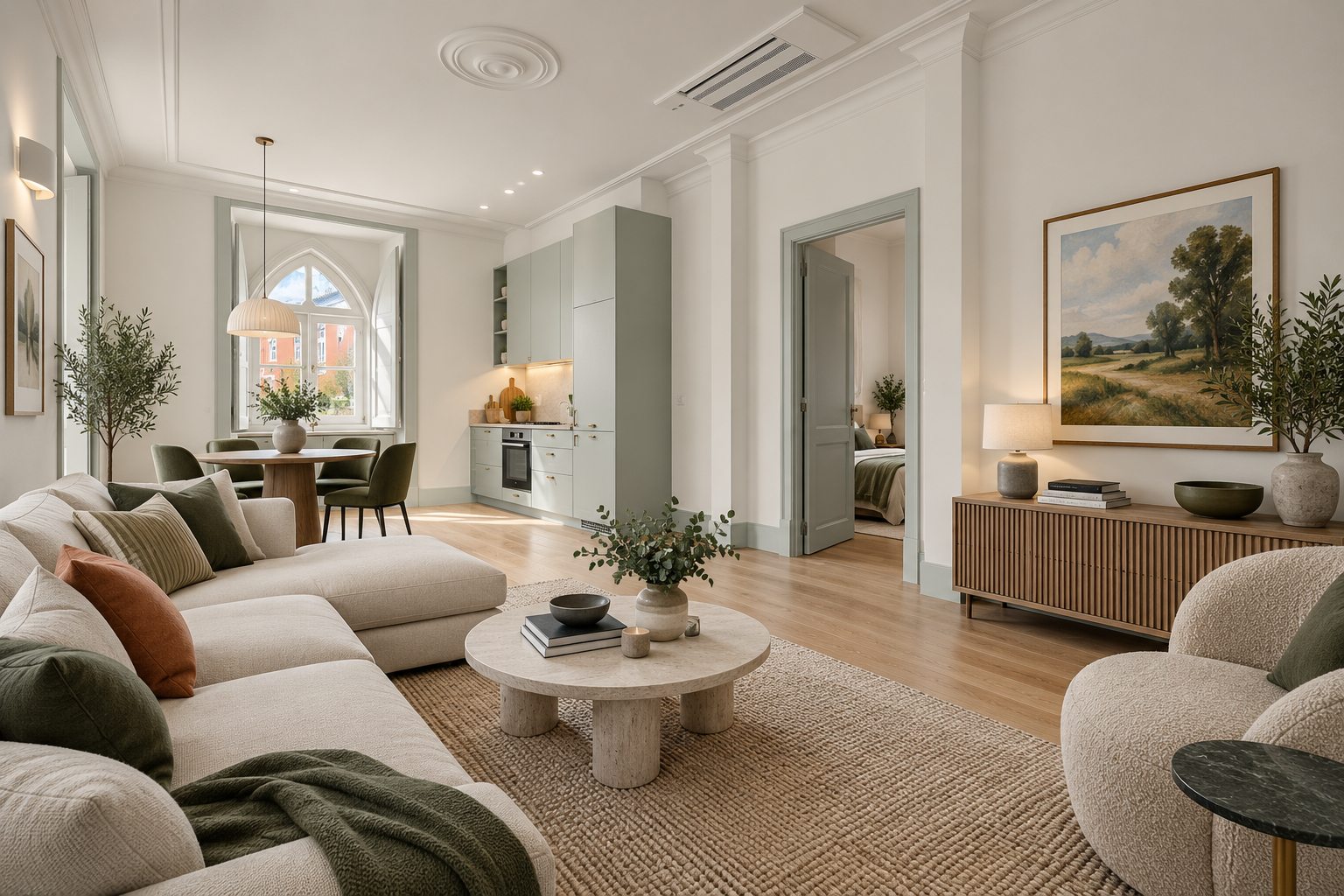 Casa da Coroa T2 — furnished visual of the living room