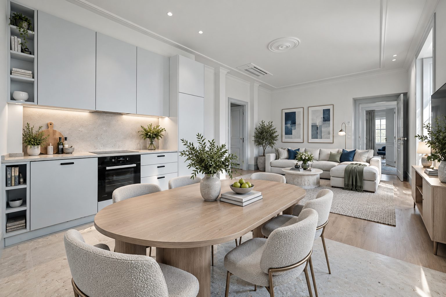 Casa da Coroa T2 — furnished visual of the kitchen and dining area