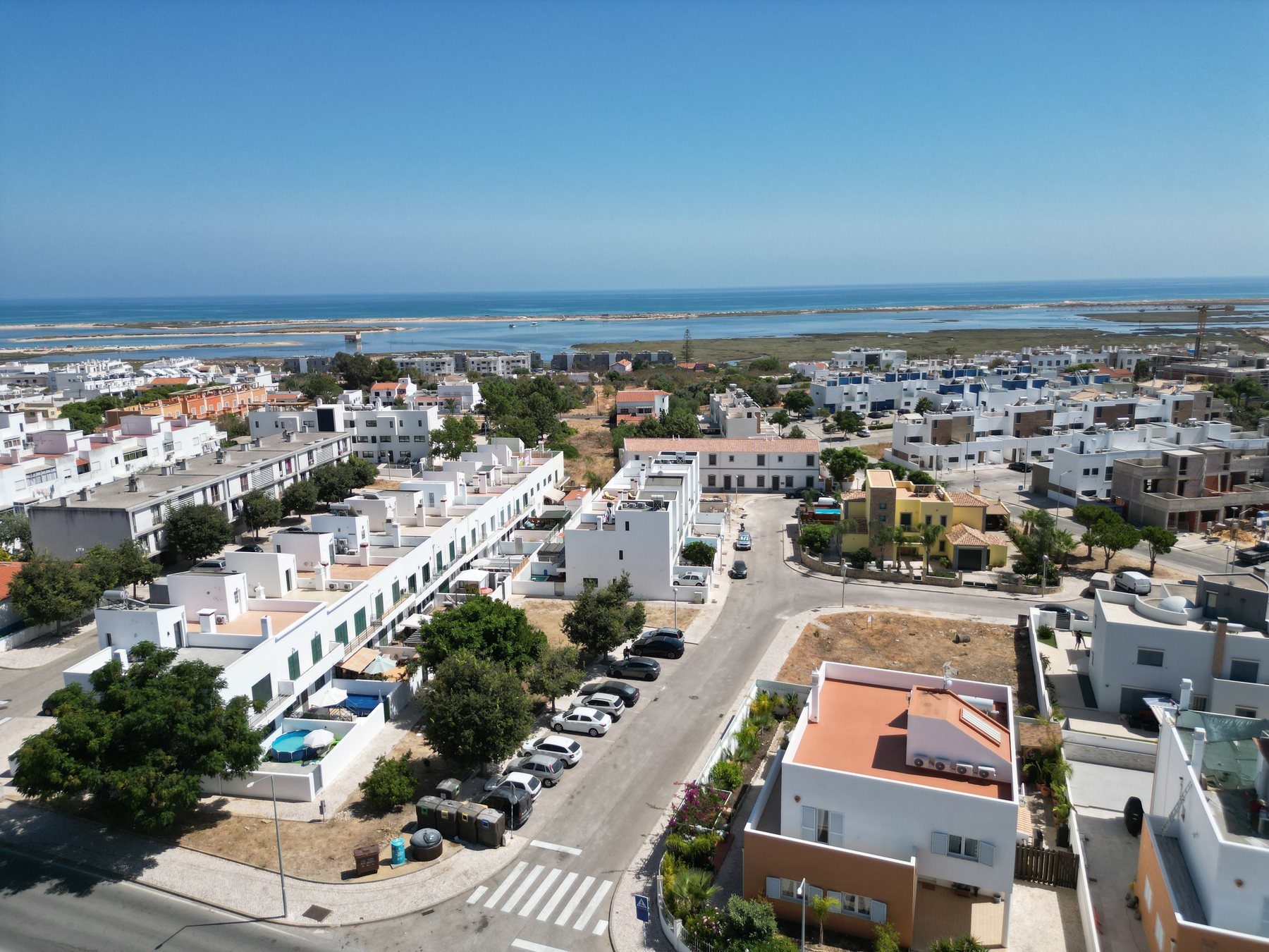 Fuseta villa — aerial over Fuseta towards the Ria Formosa