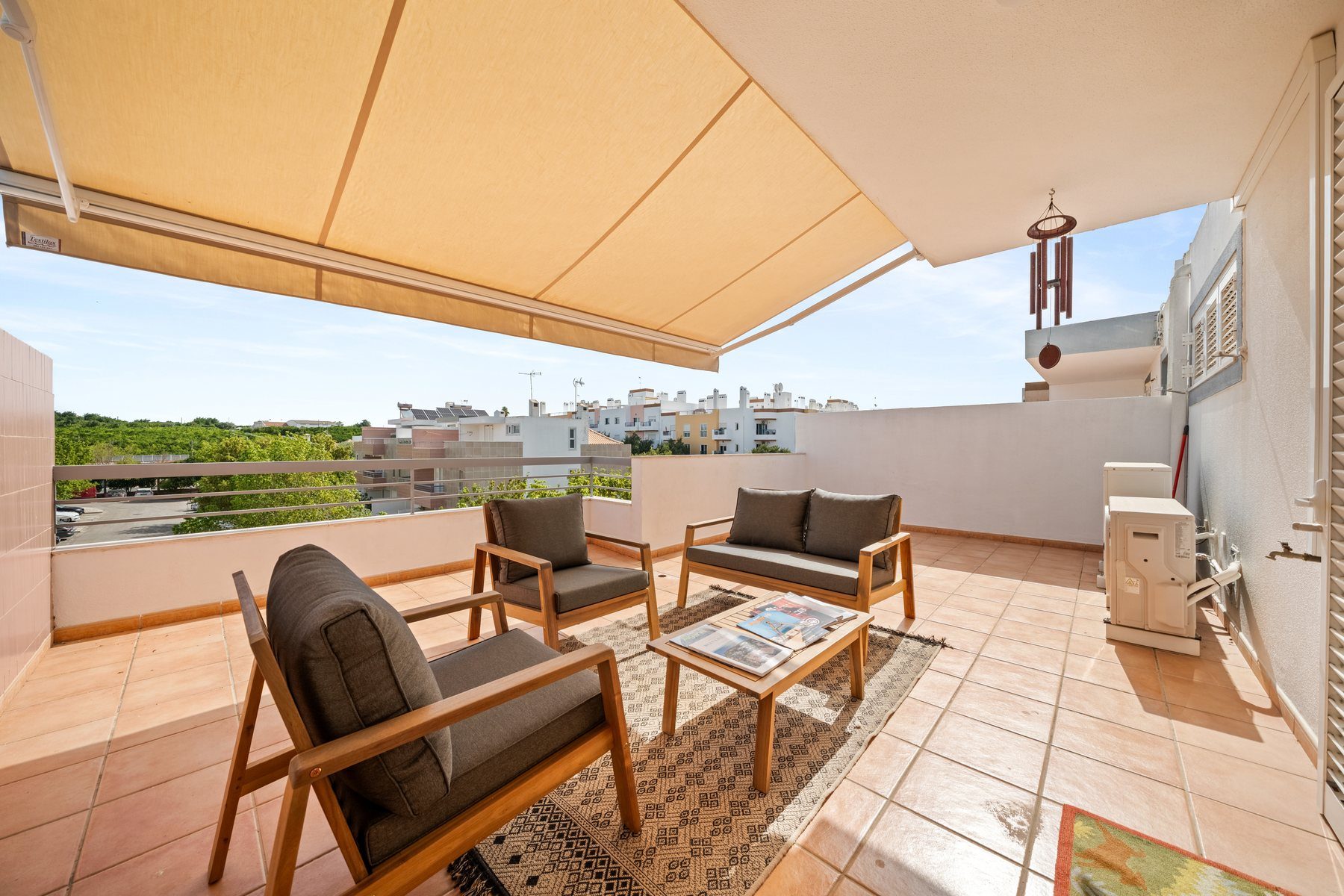 South-facing rooftop terrace of a four-bedroom townhouse for sale in Tavira